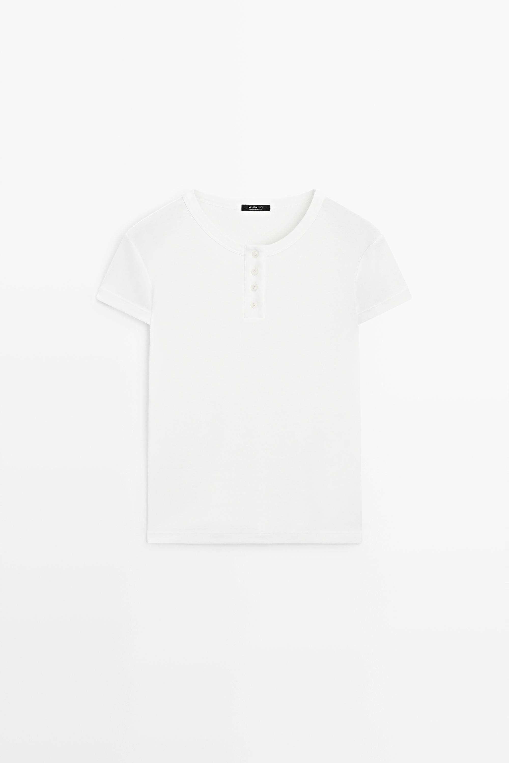100% cotton short sleeve henley T-shirt